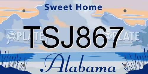 TSJ867 Alabama License Plate