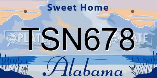 TSN678 Alabama License Plate