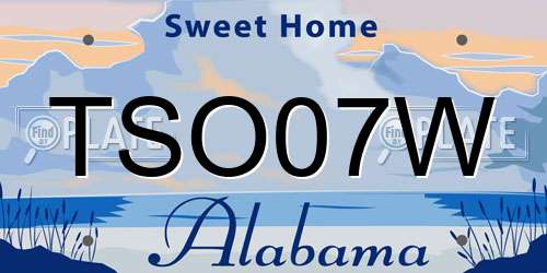 TSO07W Alabama License Plate