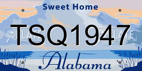 TSQ1947 Alabama License Plate