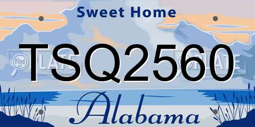 TSQ2560 Alabama License Plate