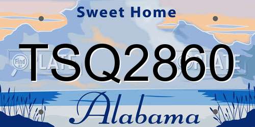 TSQ2860 Alabama License Plate
