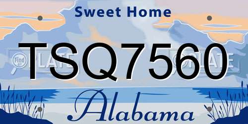 TSQ7560 Alabama License Plate