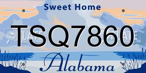 TSQ7860 Alabama License Plate