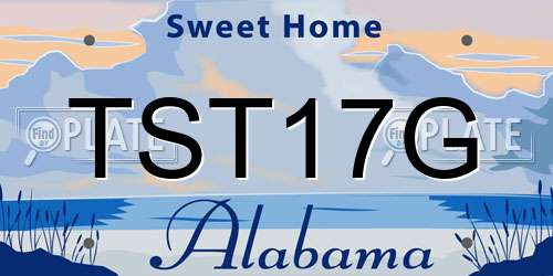 TST17G Alabama License Plate