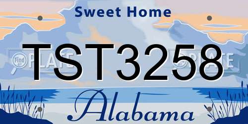 TST3258 Alabama License Plate