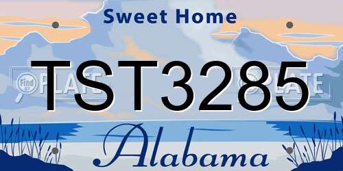 TST3285 Alabama License Plate