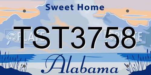 TST3758 Alabama License Plate