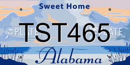 TST465 Alabama License Plate