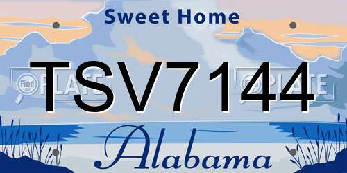 TSV7144 Alabama License Plate