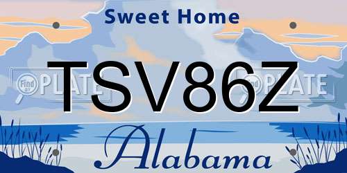 TSV86Z Alabama License Plate