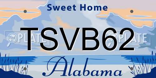 TSVB62 Alabama License Plate