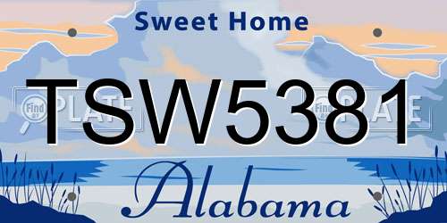 TSW5381 Alabama License Plate