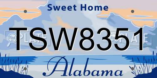 TSW8351 Alabama License Plate