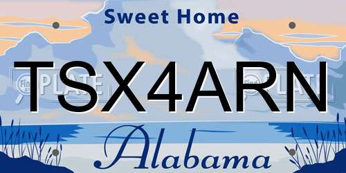 TSX4ARN Alabama License Plate