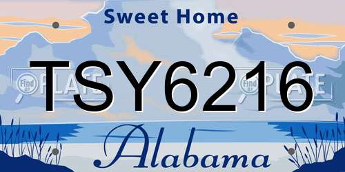 TSY6216 Alabama License Plate