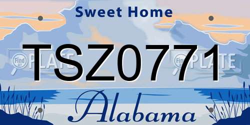 TSZ0771 Alabama License Plate