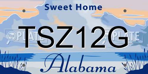 TSZ12G Alabama License Plate