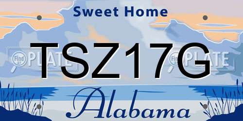 TSZ17G Alabama License Plate