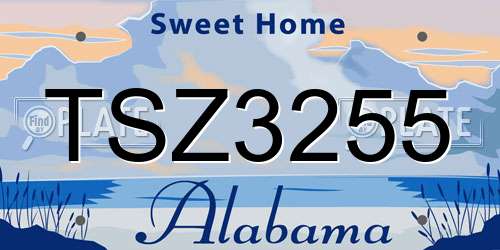 TSZ3255 Alabama License Plate