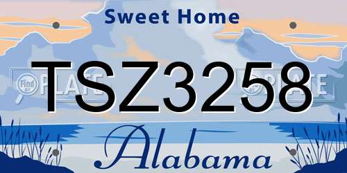 TSZ3258 Alabama License Plate