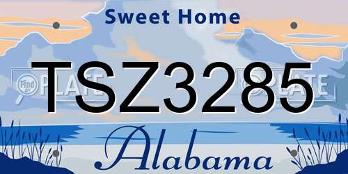 TSZ3285 Alabama License Plate