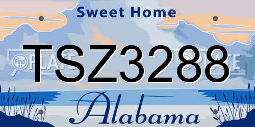 TSZ3288 Alabama License Plate