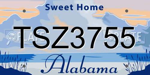 TSZ3755 Alabama License Plate