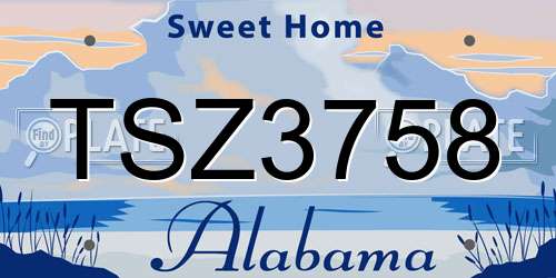 TSZ3758 Alabama License Plate
