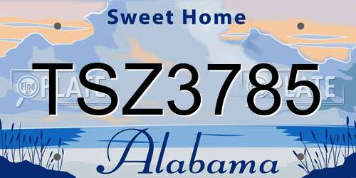 TSZ3785 Alabama License Plate