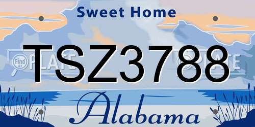 TSZ3788 Alabama License Plate