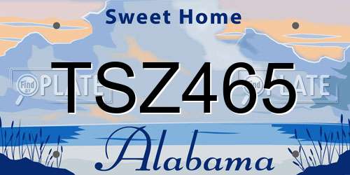 TSZ465 Alabama License Plate