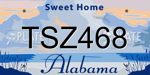 TSZ468 Alabama License Plate