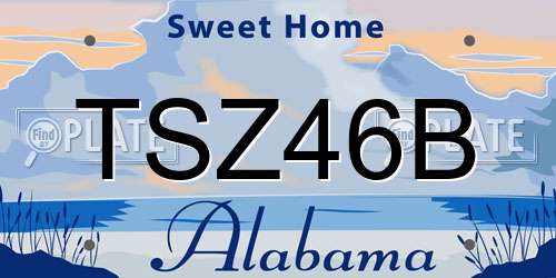 TSZ46B Alabama License Plate