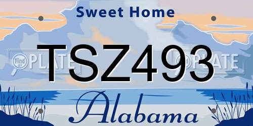 TSZ493 Alabama License Plate