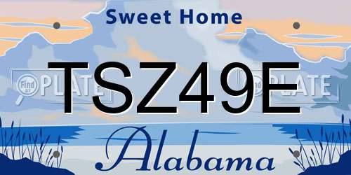 TSZ49E Alabama License Plate