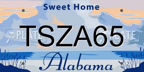 TSZA65 Alabama License Plate