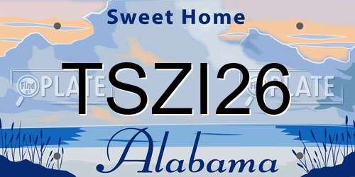 TSZI26 Alabama License Plate