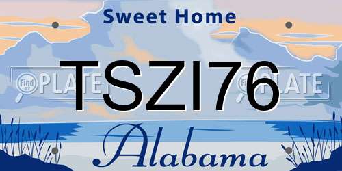 TSZI76 Alabama License Plate