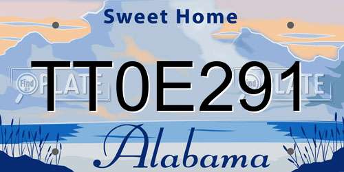 TT0E291 Alabama License Plate