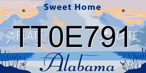 TT0E791 Alabama License Plate
