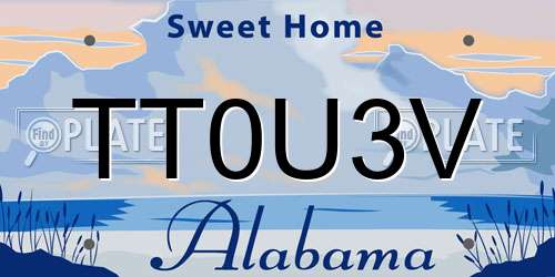 TT0U3V Alabama License Plate