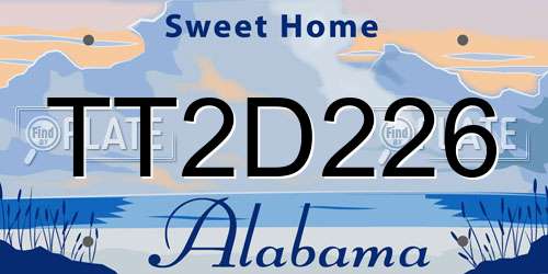TT2D226 Alabama License Plate
