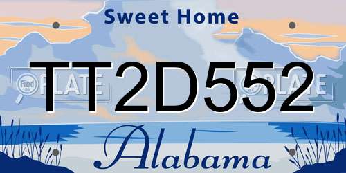 TT2D552 Alabama License Plate