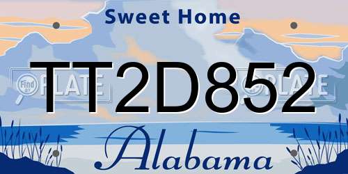 TT2D852 Alabama License Plate