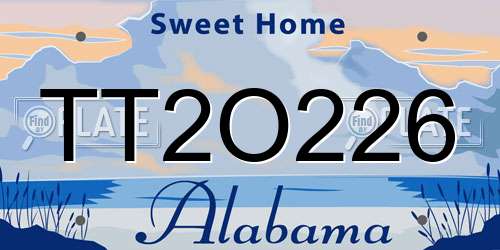 TT2O226 Alabama License Plate