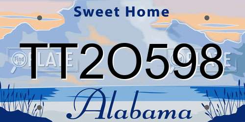 TT2O598 Alabama License Plate