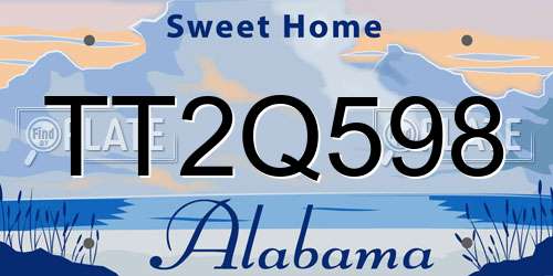 TT2Q598 Alabama License Plate