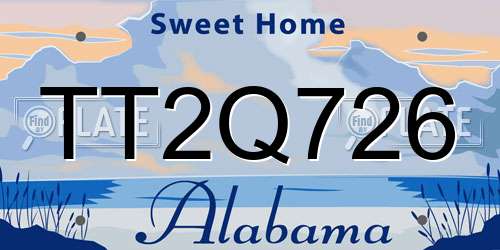 TT2Q726 Alabama License Plate