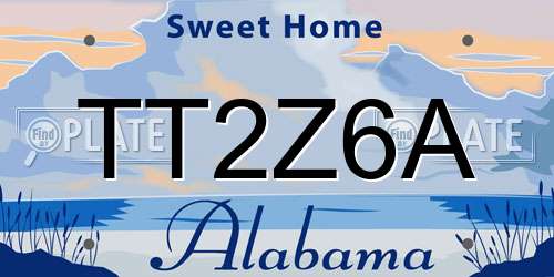 TT2Z6A Alabama License Plate
